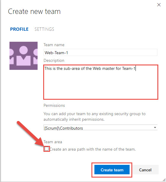 Create new Team-1