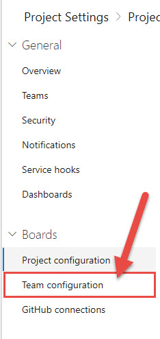 Team configuration button