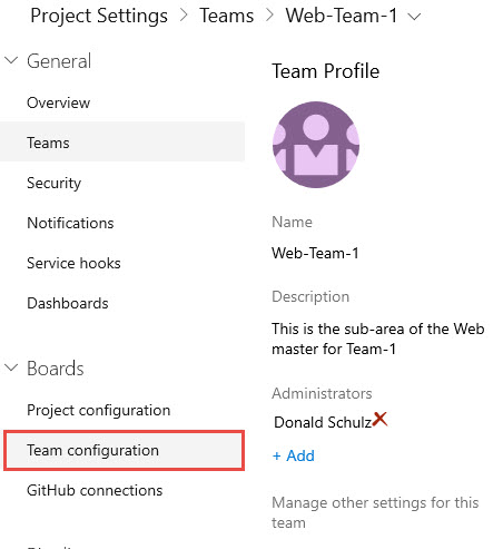 Click on Team Configuration